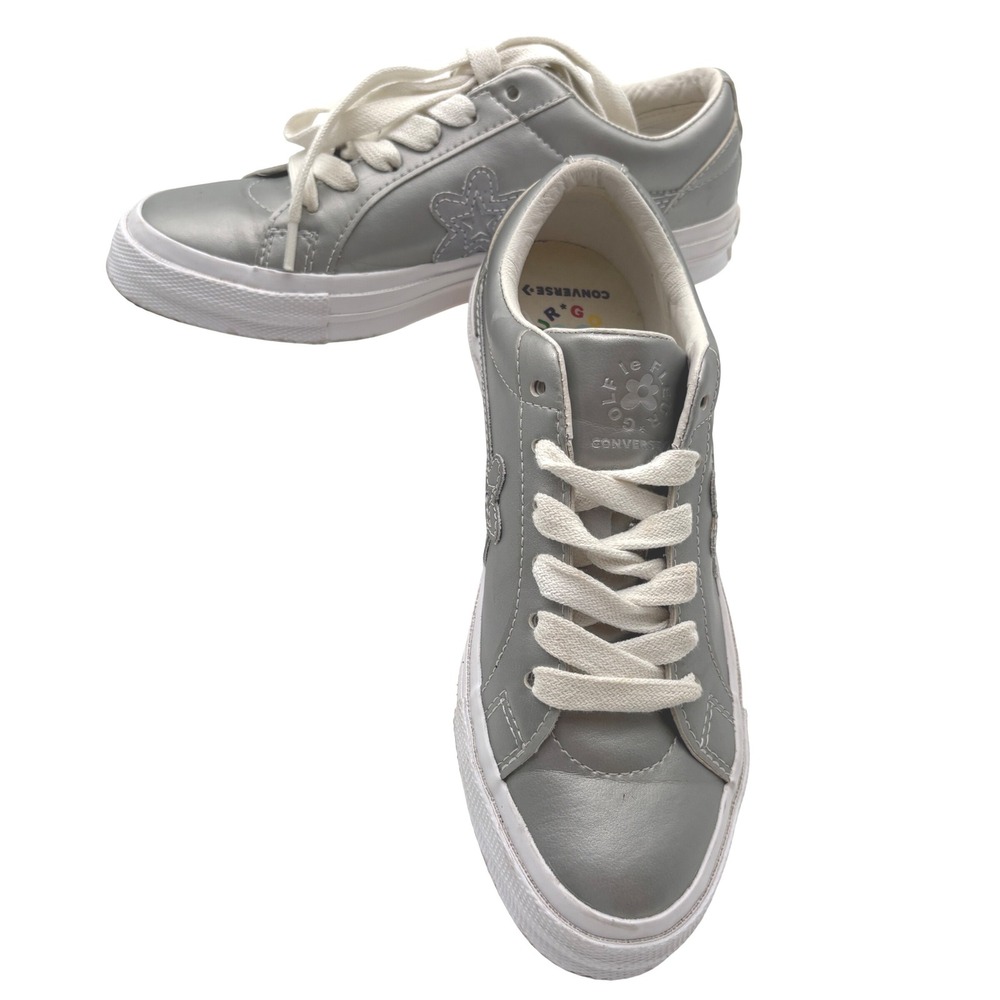 Converse Golf Le Fleur One Star Metallic Silver Sneakers Tyler The Creator W 6